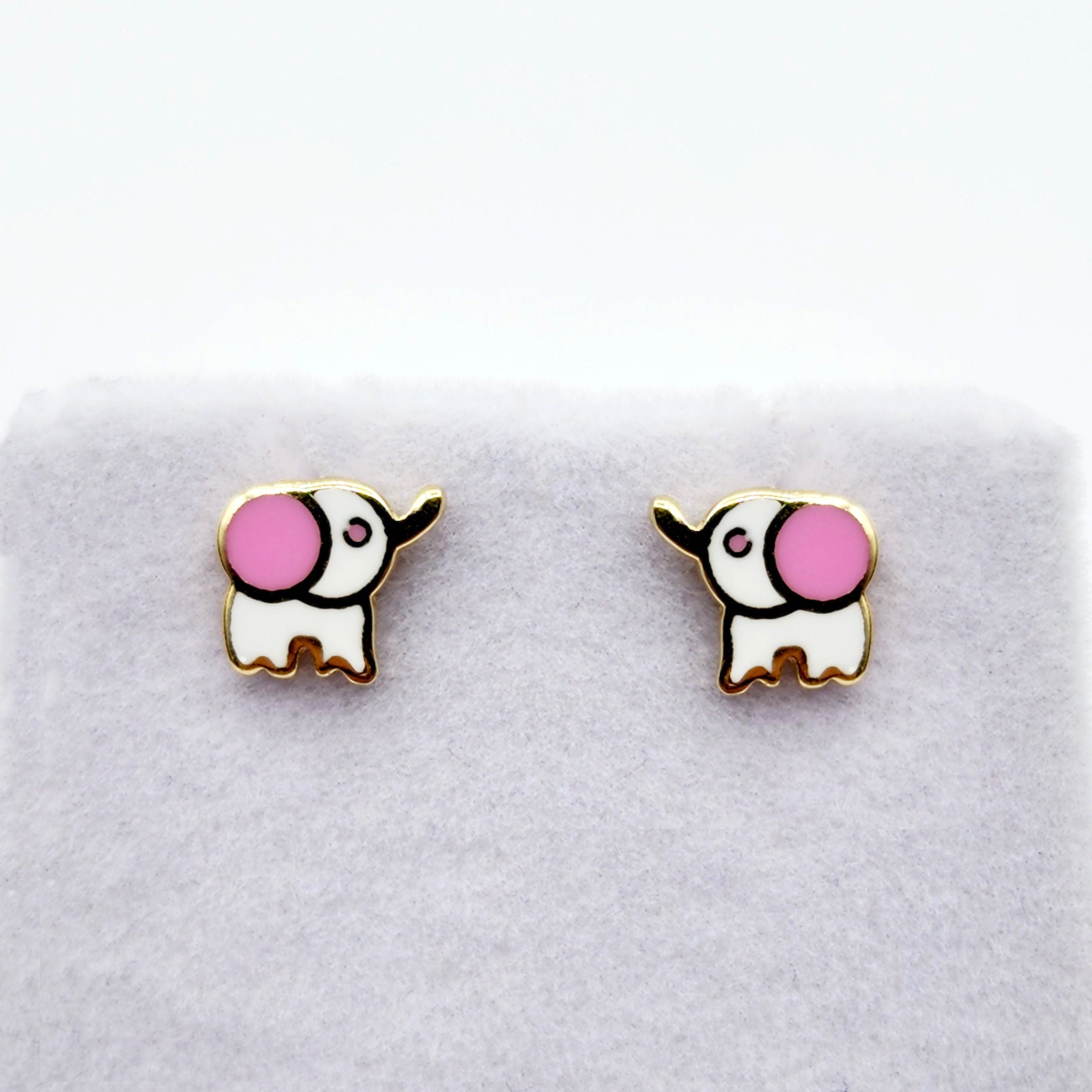 Gold Elephant Stud Earrings, 10K Yellow Gold Elephant Earrings, Birthday Gift, Gold Earrings For Baby, Baby Earrings, Cute Girl Earrings
