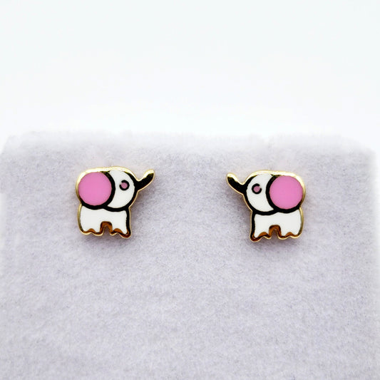 Gold Elephant Stud Earrings, 10K Yellow Gold Elephant Earrings, Birthday Gift, Gold Earrings For Baby, Baby Earrings, Cute Girl Earrings
