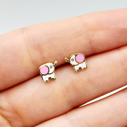 Gold Elephant Stud Earrings, 10K Yellow Gold Elephant Earrings, Birthday Gift, Gold Earrings For Baby, Baby Earrings, Cute Girl Earrings