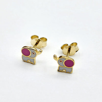 Gold Elephant Stud Earrings, 10K Yellow Gold Elephant Earrings, Birthday Gift, Gold Earrings For Baby, Baby Earrings, Cute Girl Earrings