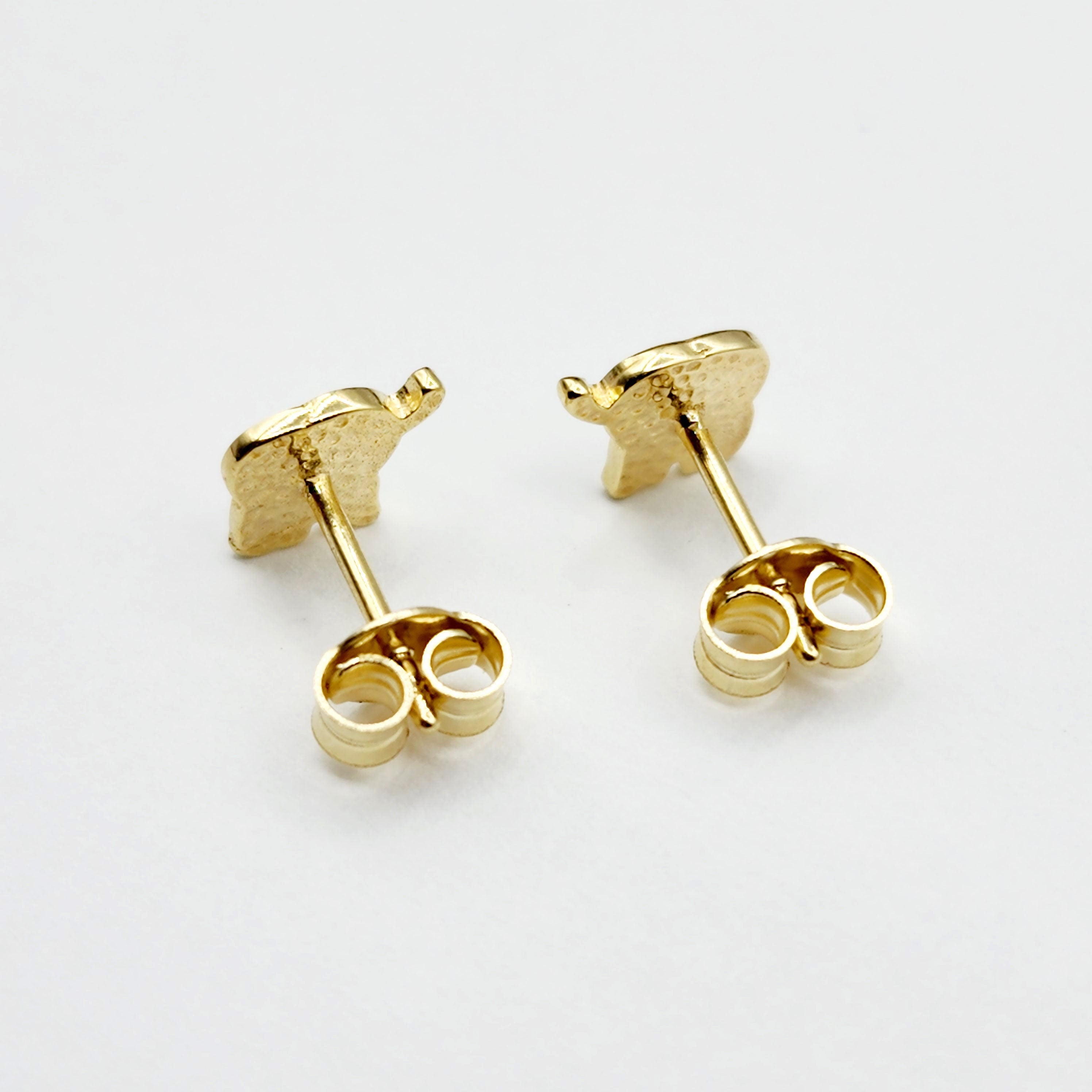 Gold Elephant Stud Earrings, 10K Yellow Gold Elephant Earrings, Birthday Gift, Gold Earrings For Baby, Baby Earrings, Cute Girl Earrings