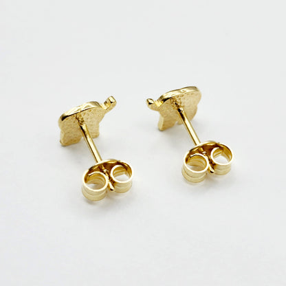 Gold Elephant Stud Earrings, 10K Yellow Gold Elephant Earrings, Birthday Gift, Gold Earrings For Baby, Baby Earrings, Cute Girl Earrings