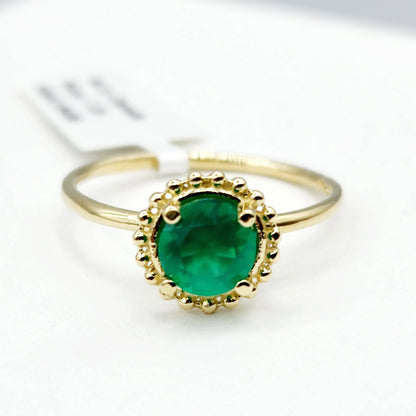 Gold Gemstone Rings For Women, 10K Yellow Gold Ring Set With Round 6x6mm Genuine Gemstones, Statement Ring For Her, Birthstone Ring
