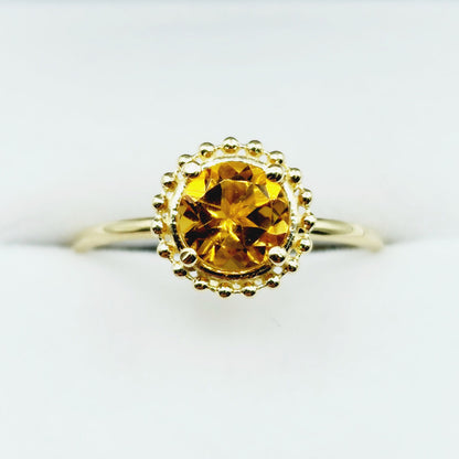 Gold Gemstone Rings For Women, 10K Yellow Gold Ring Set With Round 6x6mm Genuine Gemstones, Statement Ring For Her, Birthstone Ring