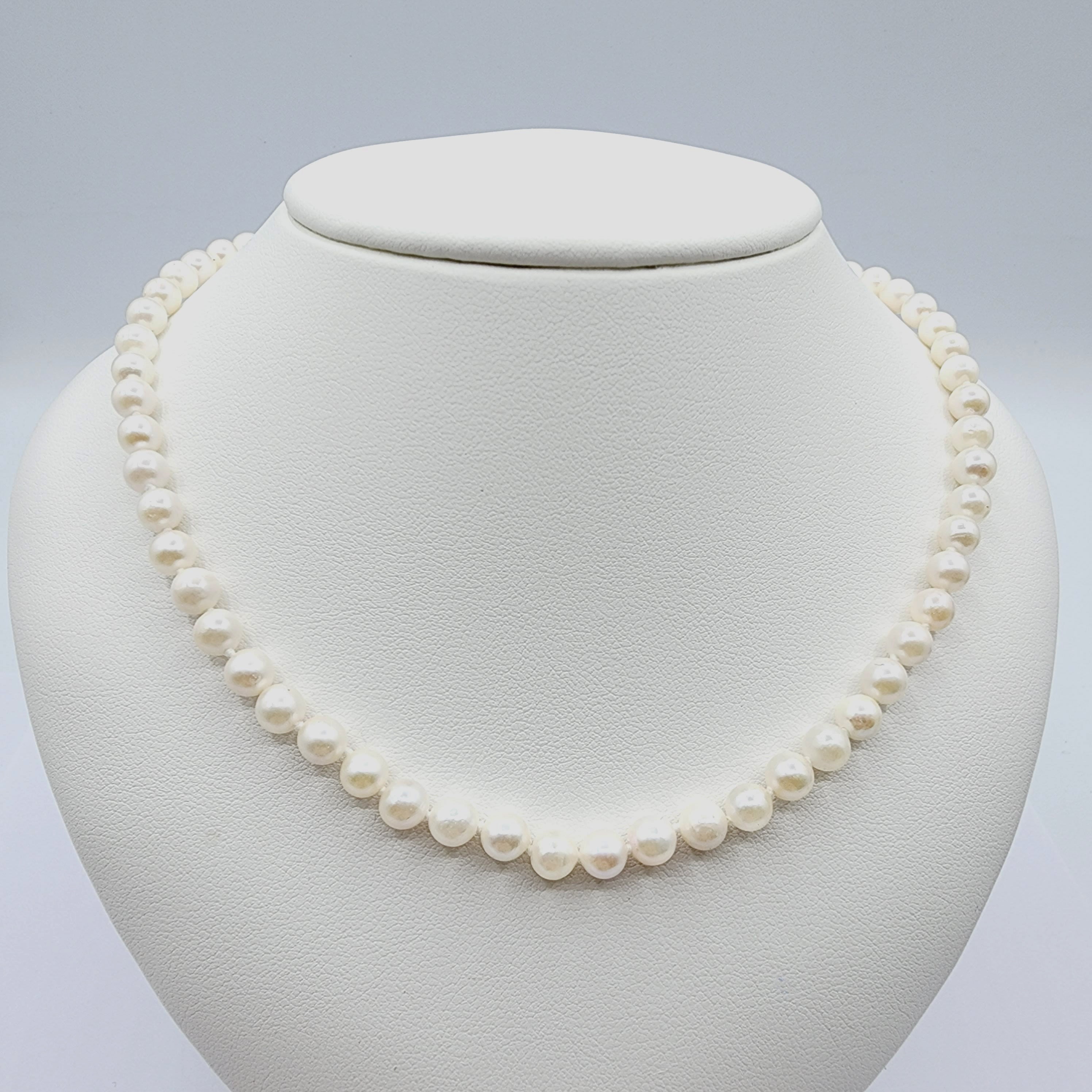 Genuine Freshwater Pearls 5.4mm Necklace 18 inches, Elegant Real Pearl Necklace for Women, Bridal Pearl Necklace, Anniversary Gift