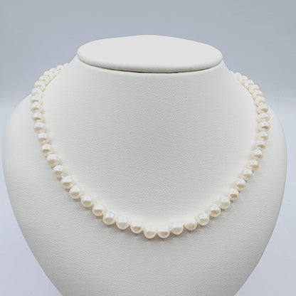 Genuine Freshwater Pearls 5.4mm Necklace 18 inches, Elegant Real Pearl Necklace for Women, Bridal Pearl Necklace, Anniversary Gift