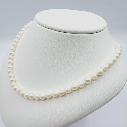 Gold Pearl Necklace, 14kt Yellow Gold Genuine Freshwater Pearl 5.8mm Necklace, June Birthstone, Handmade Pearl Necklace, Gift For Her