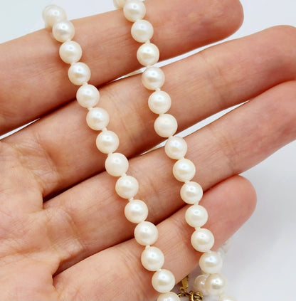 Gold Pearl Necklace, 14kt Yellow Gold Genuine Freshwater Pearl 5.8mm Necklace, June Birthstone, Handmade Pearl Necklace, Gift For Her
