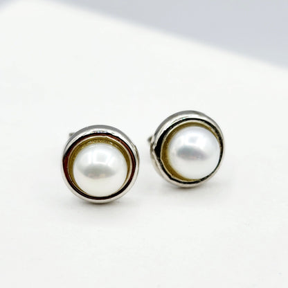 Sterling Silver Genuine Freshwater Pearl Stud Earrings, Big Pearl Earrings For Her, June Birthstone, Natural Pearl Jewelry