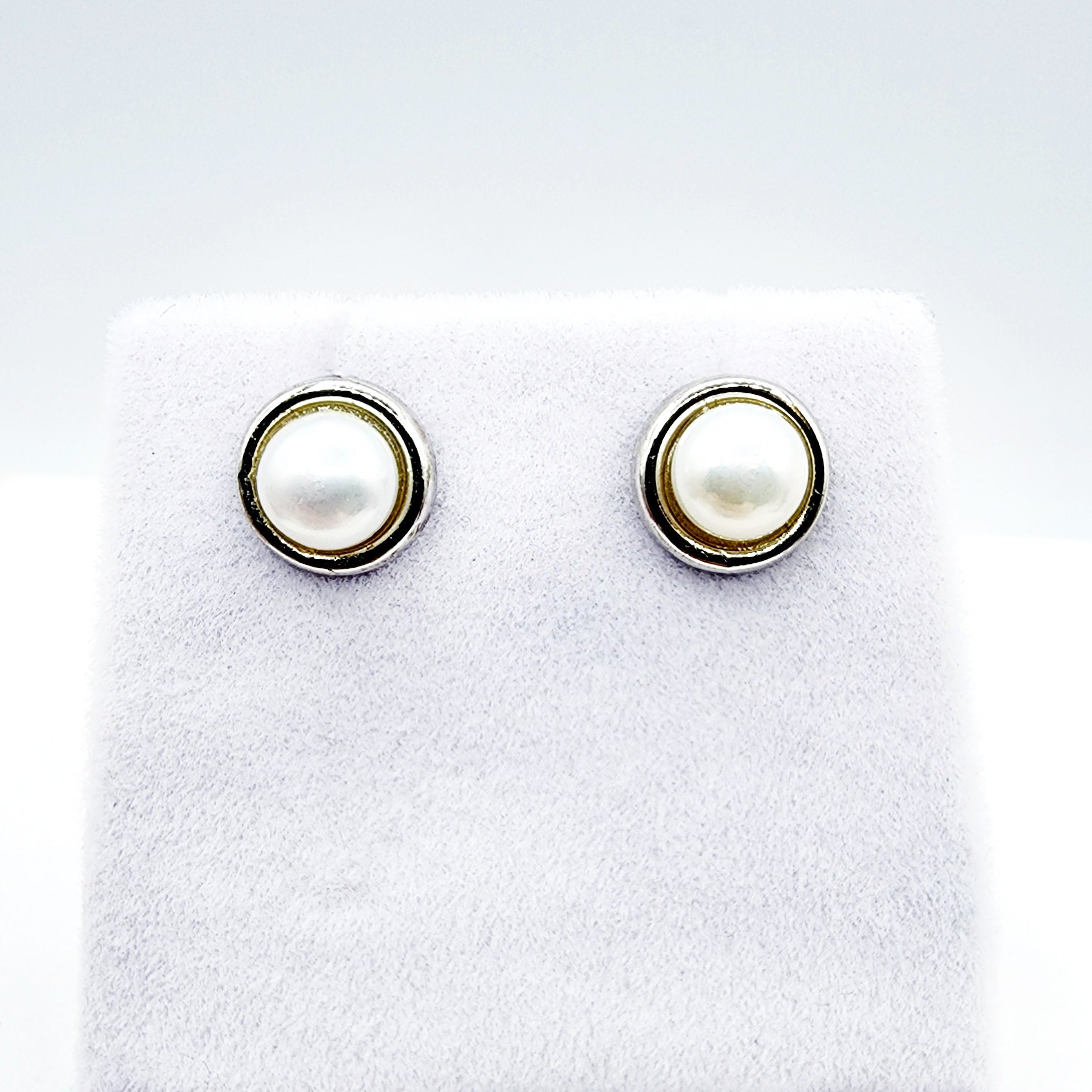 Sterling Silver Genuine Freshwater Pearl Stud Earrings, Big Pearl Earrings For Her, June Birthstone, Natural Pearl Jewelry