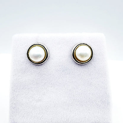 Sterling Silver Genuine Freshwater Pearl Stud Earrings, Big Pearl Earrings For Her, June Birthstone, Natural Pearl Jewelry