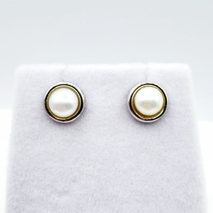 Sterling Silver Genuine Freshwater Pearl Stud Earrings, Big Pearl Earrings For Her, June Birthstone, Natural Pearl Jewelry