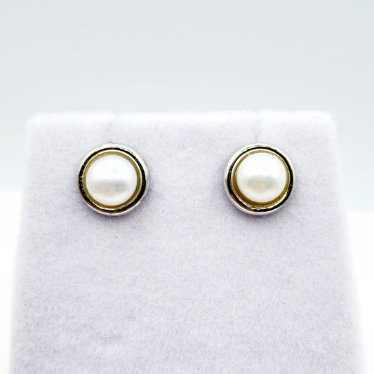 Sterling Silver Genuine Freshwater Pearl Stud Earrings, Big Pearl Earrings For Her, June Birthstone, Natural Pearl Jewelry