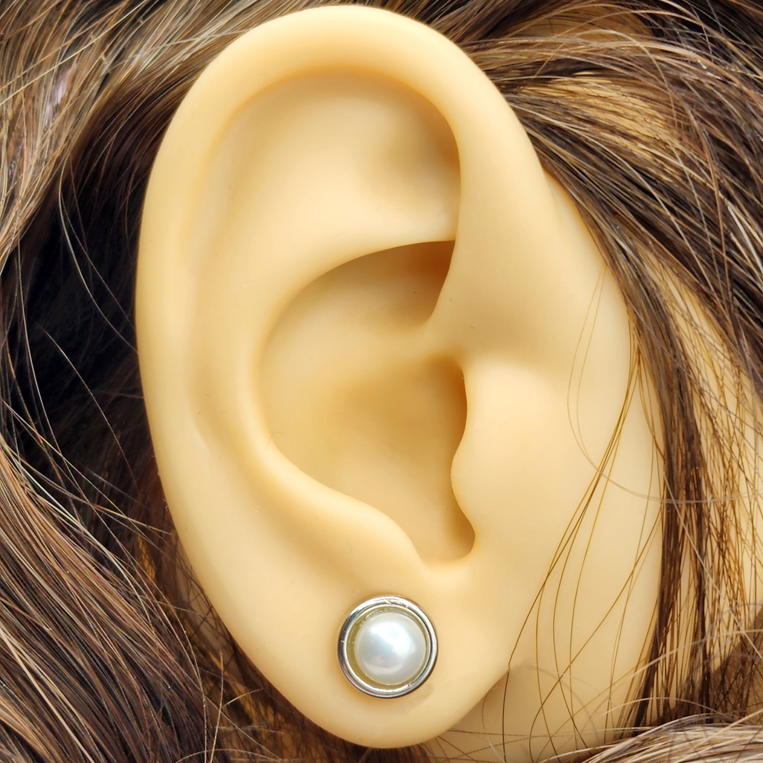 Sterling Silver Genuine Freshwater Pearl Stud Earrings, Big Pearl Earrings For Her, June Birthstone, Natural Pearl Jewelry