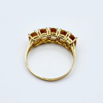 Gold Natural Gemstone Rings Engagement, 10K Yellow Gold Ring Set with 6x4mm Genuine Gemstones, Multi Gemstones Ring For Women