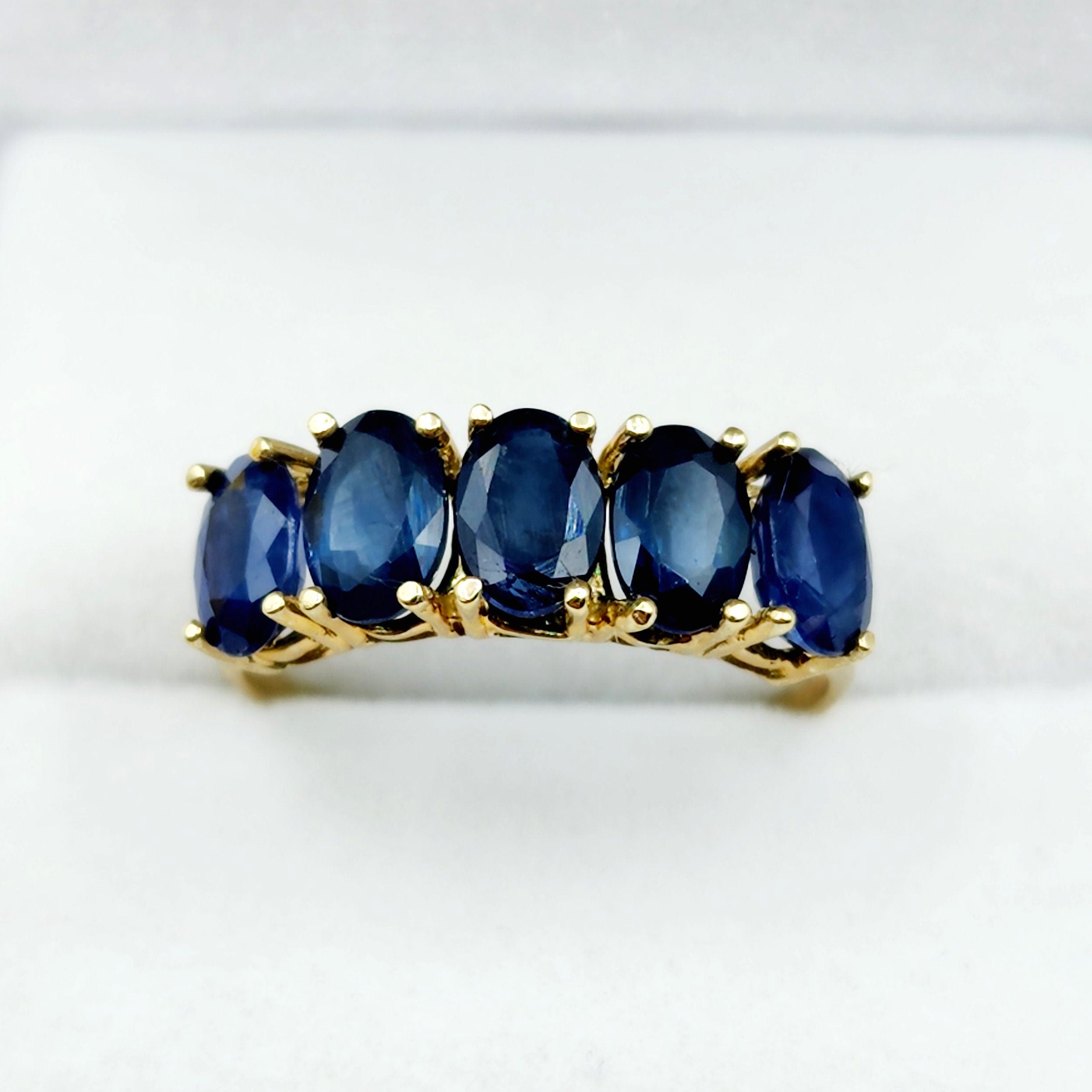 Gold Natural Gemstone Rings Engagement, 10K Yellow Gold Ring Set with 6x4mm Genuine Gemstones, Multi Gemstones Ring For Women