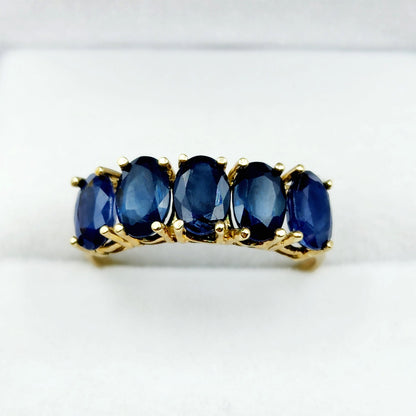 Gold Natural Gemstone Rings Engagement, 10K Yellow Gold Ring Set with 6x4mm Genuine Gemstones, Multi Gemstones Ring For Women