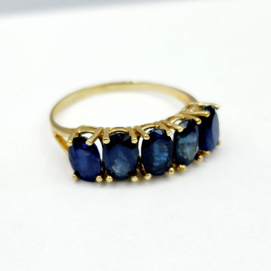 Gold Natural Gemstone Rings Engagement, 10K Yellow Gold Ring Set with 6x4mm Genuine Gemstones, Multi Gemstones Ring For Women