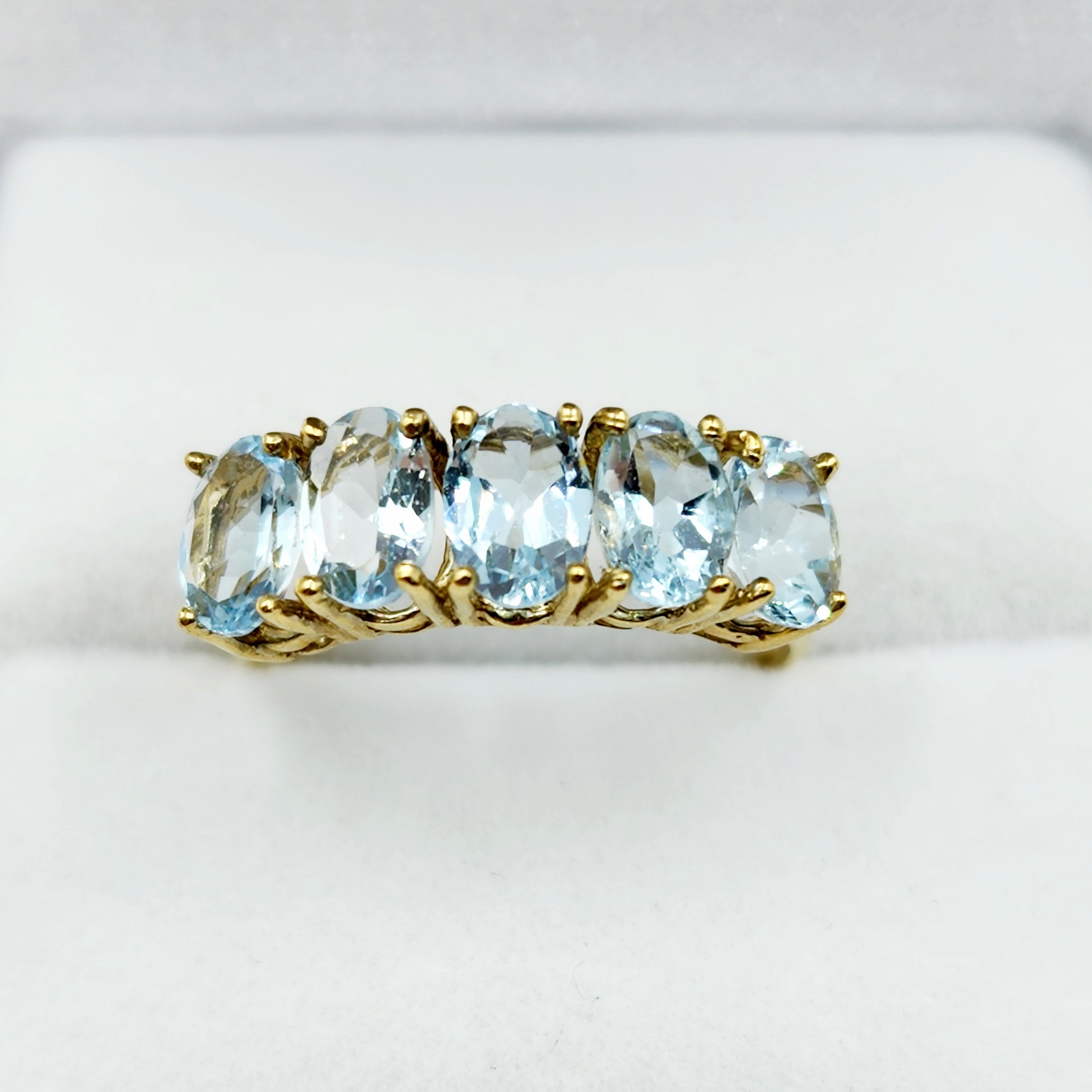 Gold Natural Gemstone Rings Engagement, 10K Yellow Gold Ring Set with 6x4mm Genuine Gemstones, Multi Gemstones Ring For Women