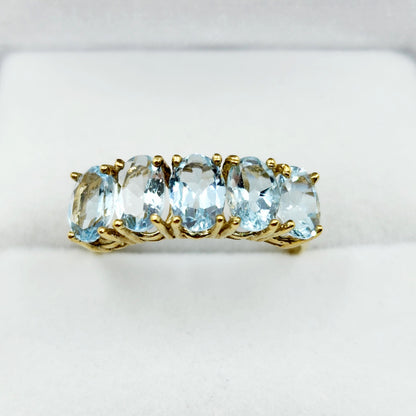 Gold Natural Gemstone Rings Engagement, 10K Yellow Gold Ring Set with 6x4mm Genuine Gemstones, Multi Gemstones Ring For Women