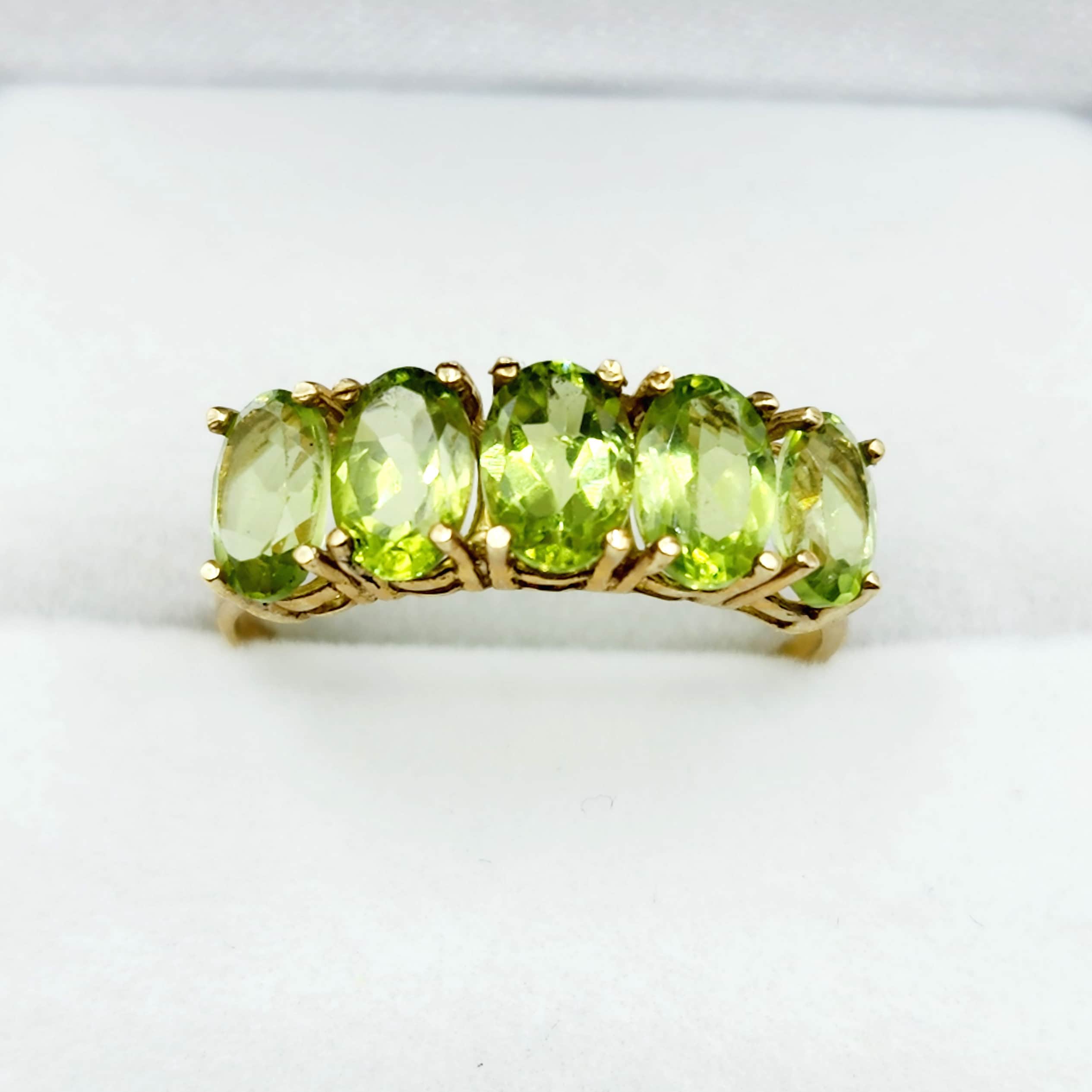 Gold Natural Gemstone Rings Engagement, 10K Yellow Gold Ring Set with 6x4mm Genuine Gemstones, Multi Gemstones Ring For Women