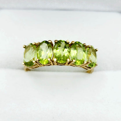 Gold Natural Gemstone Rings Engagement, 10K Yellow Gold Ring Set with 6x4mm Genuine Gemstones, Multi Gemstones Ring For Women
