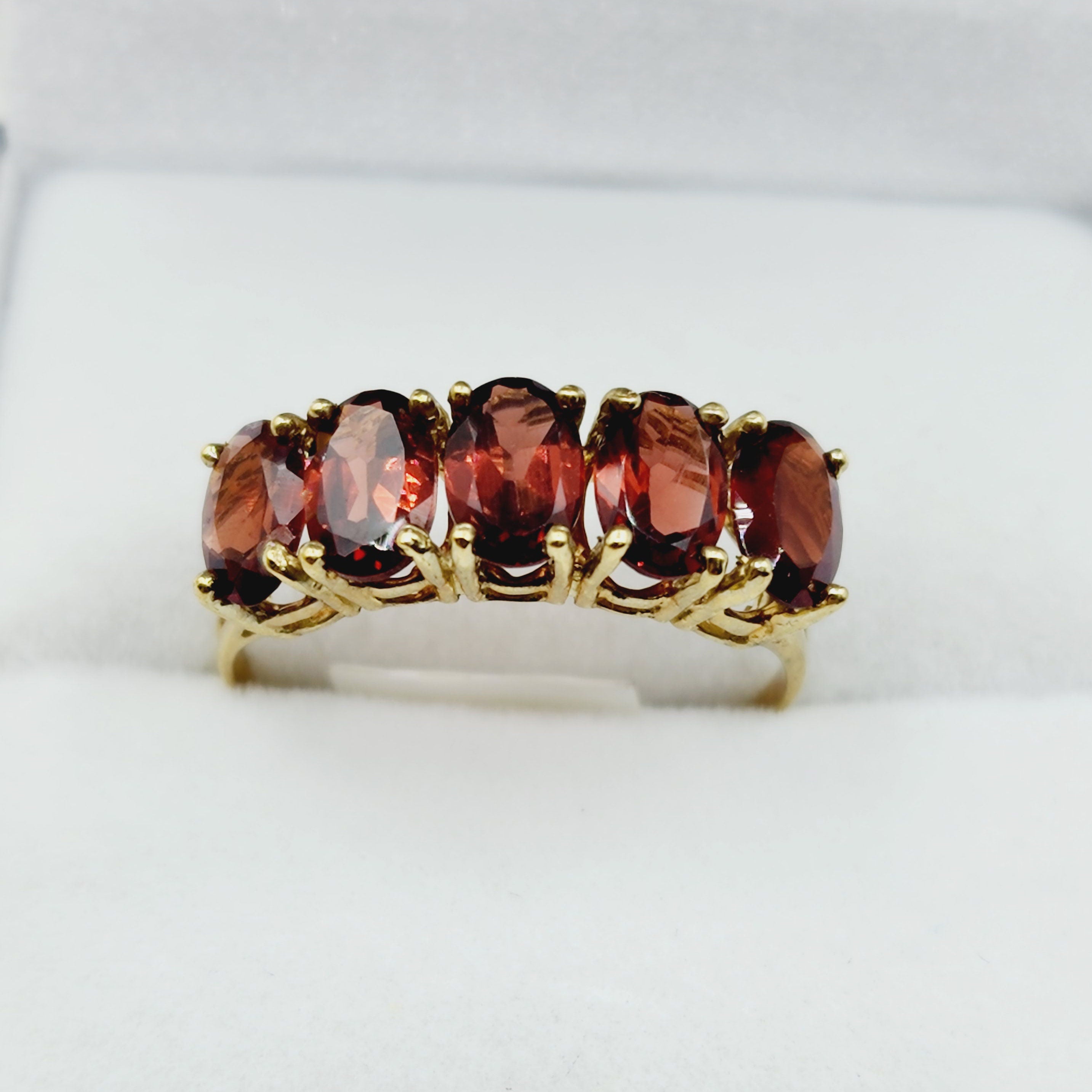 Gold Natural Gemstone Rings Engagement, 10K Yellow Gold Ring Set with 6x4mm Genuine Gemstones, Multi Gemstones Ring For Women