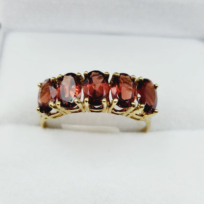 Gold Natural Gemstone Rings Engagement, 10K Yellow Gold Ring Set with 6x4mm Genuine Gemstones, Multi Gemstones Ring For Women
