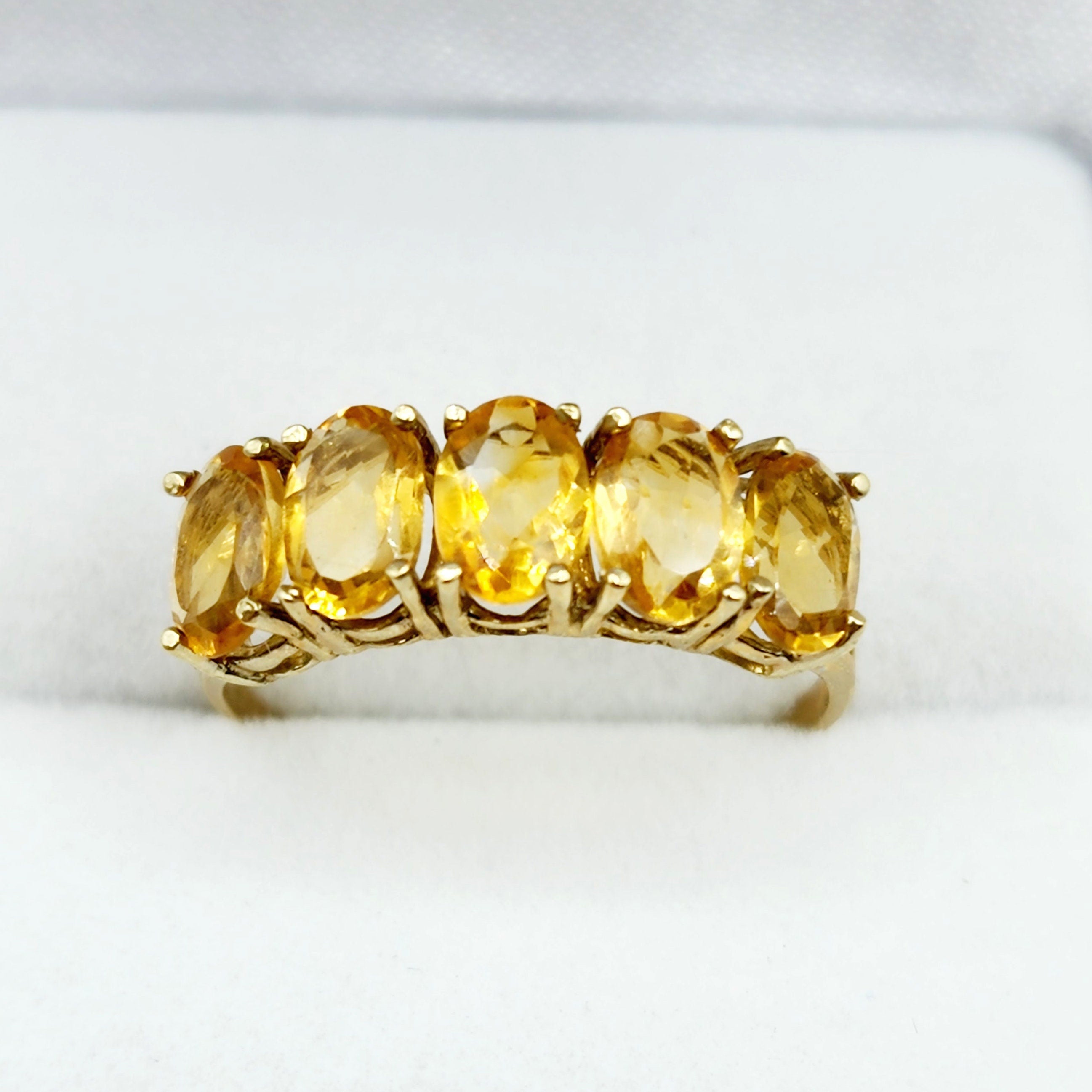 Gold Natural Gemstone Rings Engagement, 10K Yellow Gold Ring Set with 6x4mm Genuine Gemstones, Multi Gemstones Ring For Women