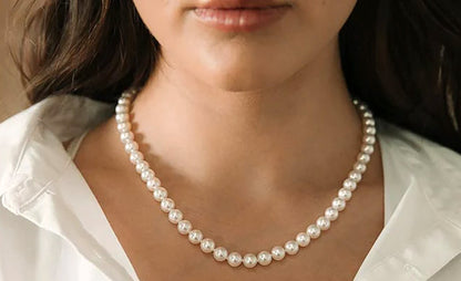 Gold Pearl Necklace, 14kt Yellow Gold Genuine Freshwater Pearl 5.8mm Necklace, June Birthstone, Handmade Pearl Necklace, Gift For Her