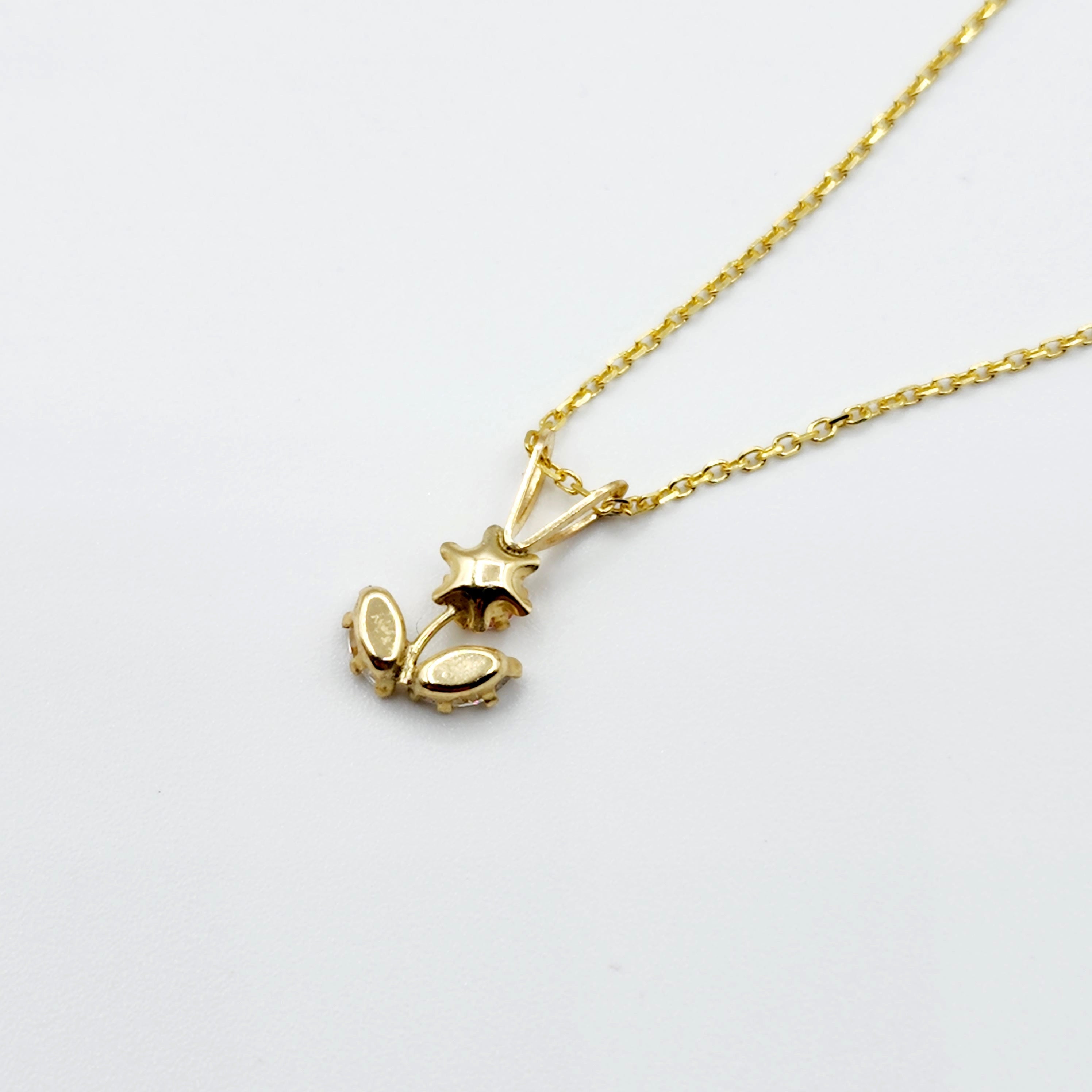 Cubic Zirconia Pendant | 10K Yellow Gold Pink and White Cubic Zirconia Flower Pendant