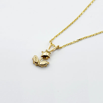 Cubic Zirconia Pendant | 10K Yellow Gold Pink and White Cubic Zirconia Flower Pendant