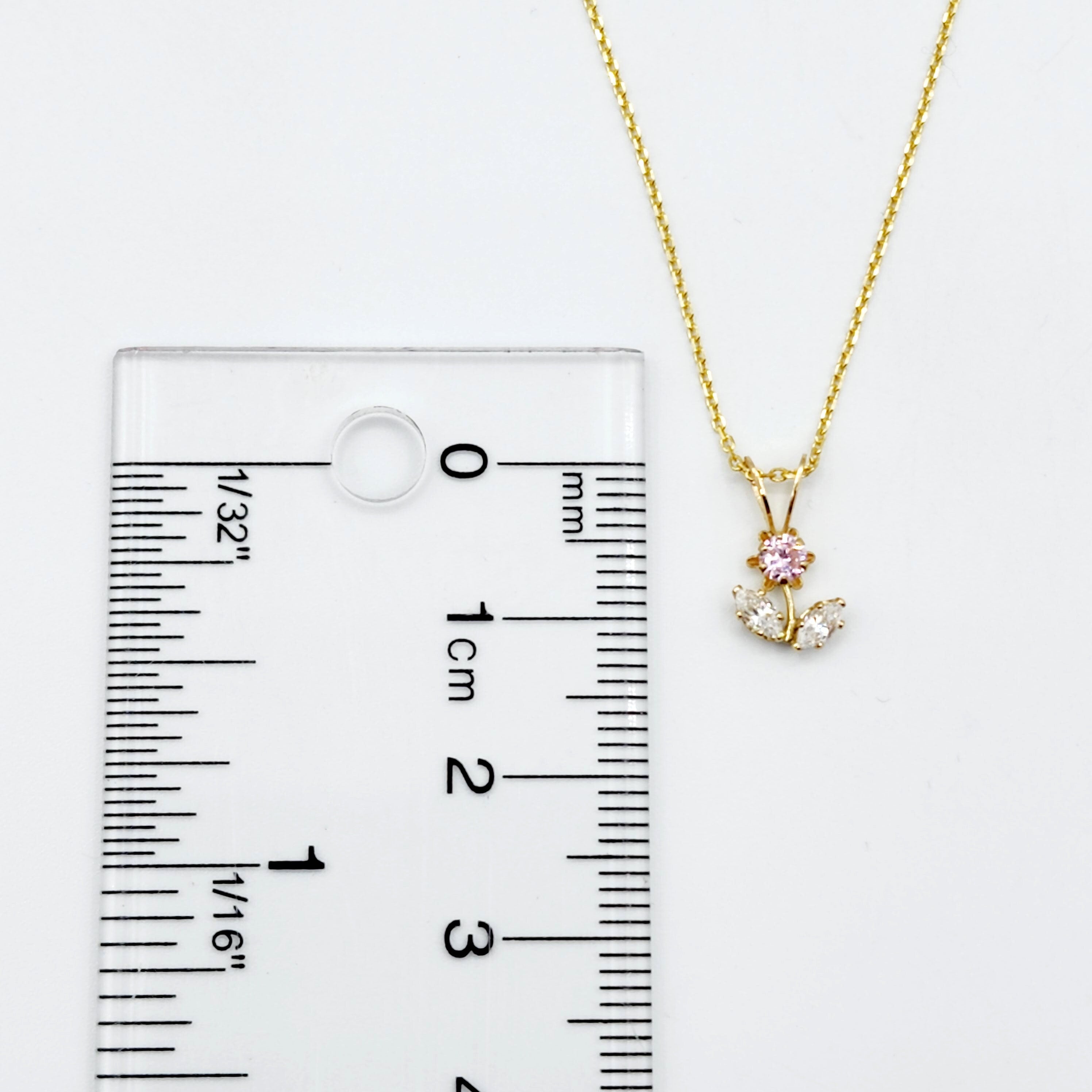 Cubic Zirconia Pendant | 10K Yellow Gold Pink and White Cubic Zirconia Flower Pendant