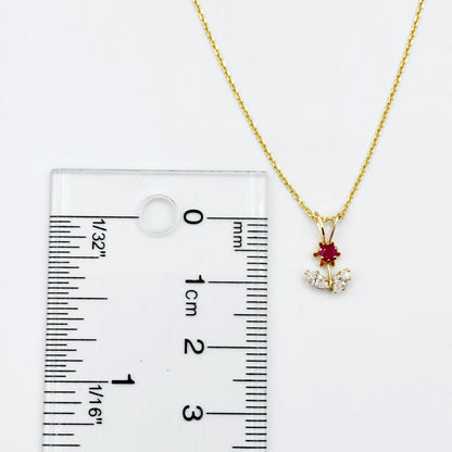 Gold Gemstones Flower Pendant Necklace, 10KT Yellow Gold Genuine Gemstones Tiny Pendant, Floral Pendant, Gift For Her, Birthstone Necklace
