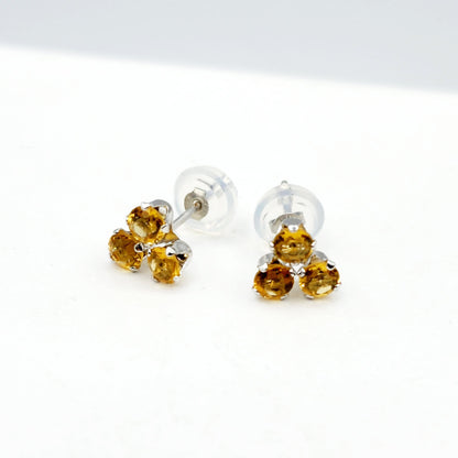 Gold Citrine Stud Earrings, 14K White Gold Genuine Citrine Earrings, November Birthstone, Birthday Gift, Bridal Jewelry