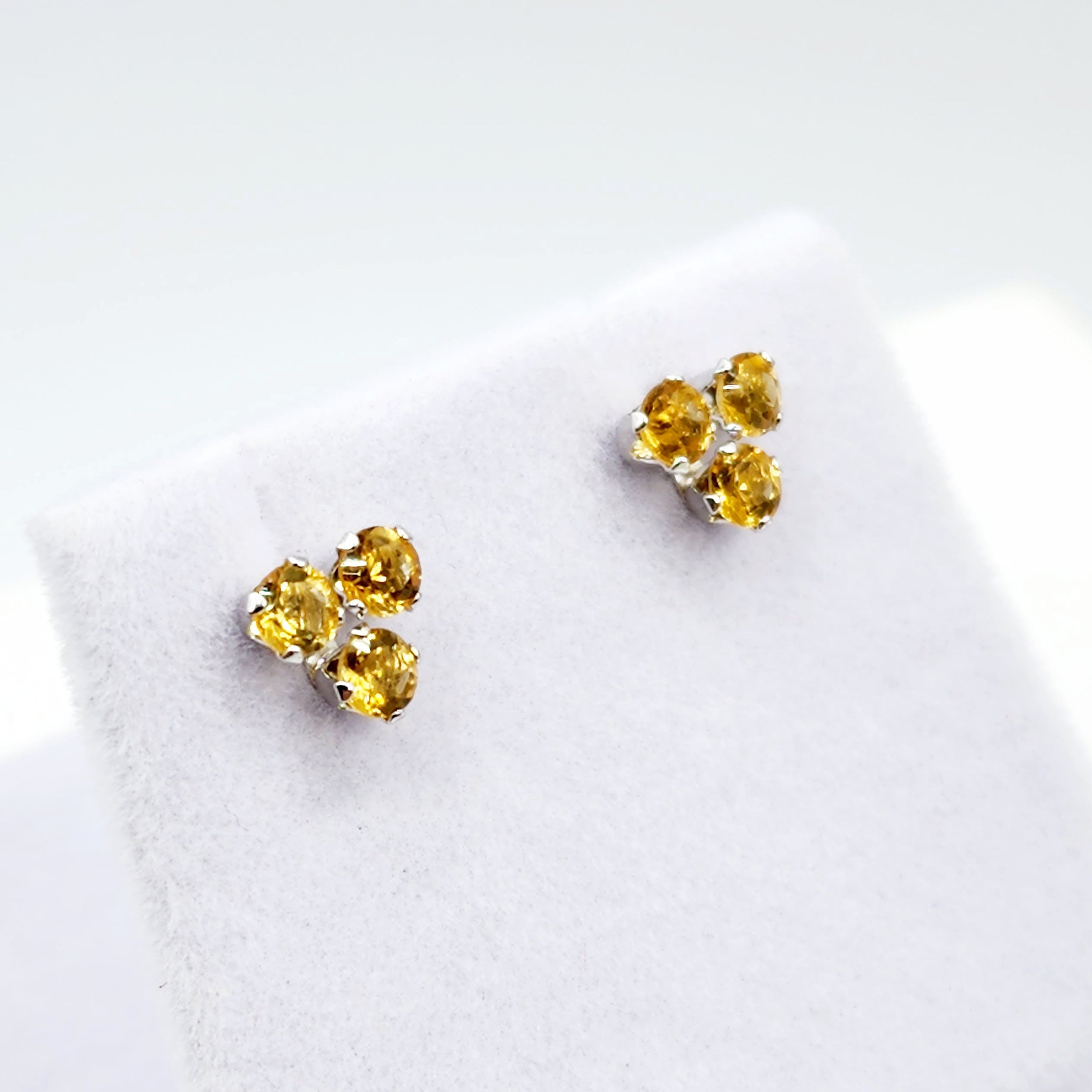 Gold Citrine Stud Earrings, 14K White Gold Genuine Citrine Earrings, November Birthstone, Birthday Gift, Bridal Jewelry