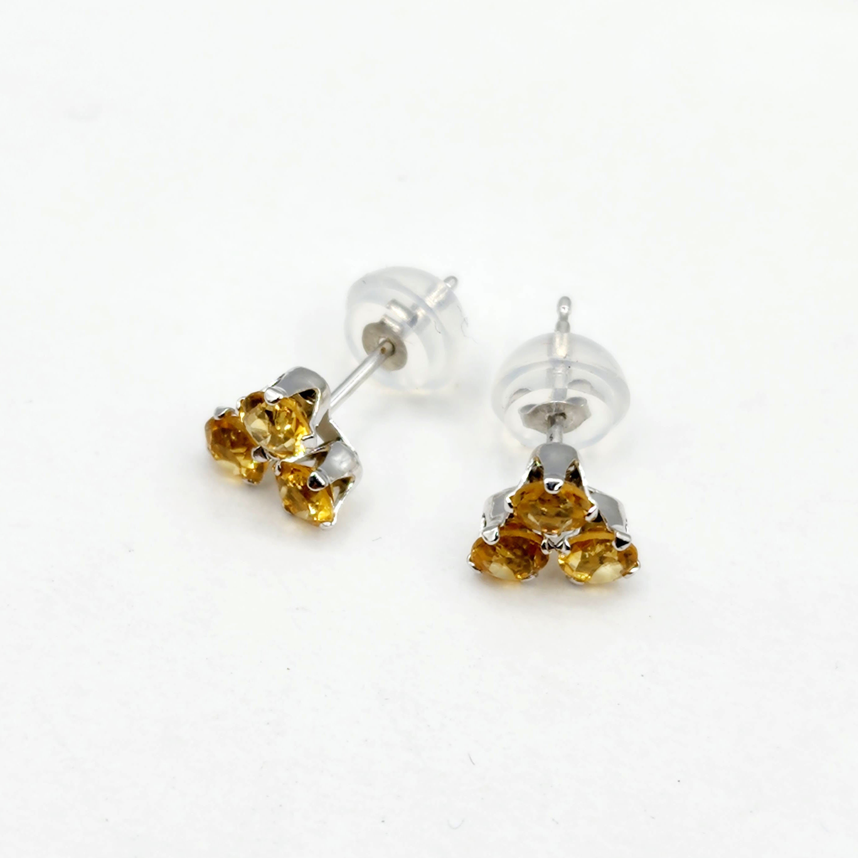 Gold Citrine Stud Earrings, 14K White Gold Genuine Citrine Earrings, November Birthstone, Birthday Gift, Bridal Jewelry