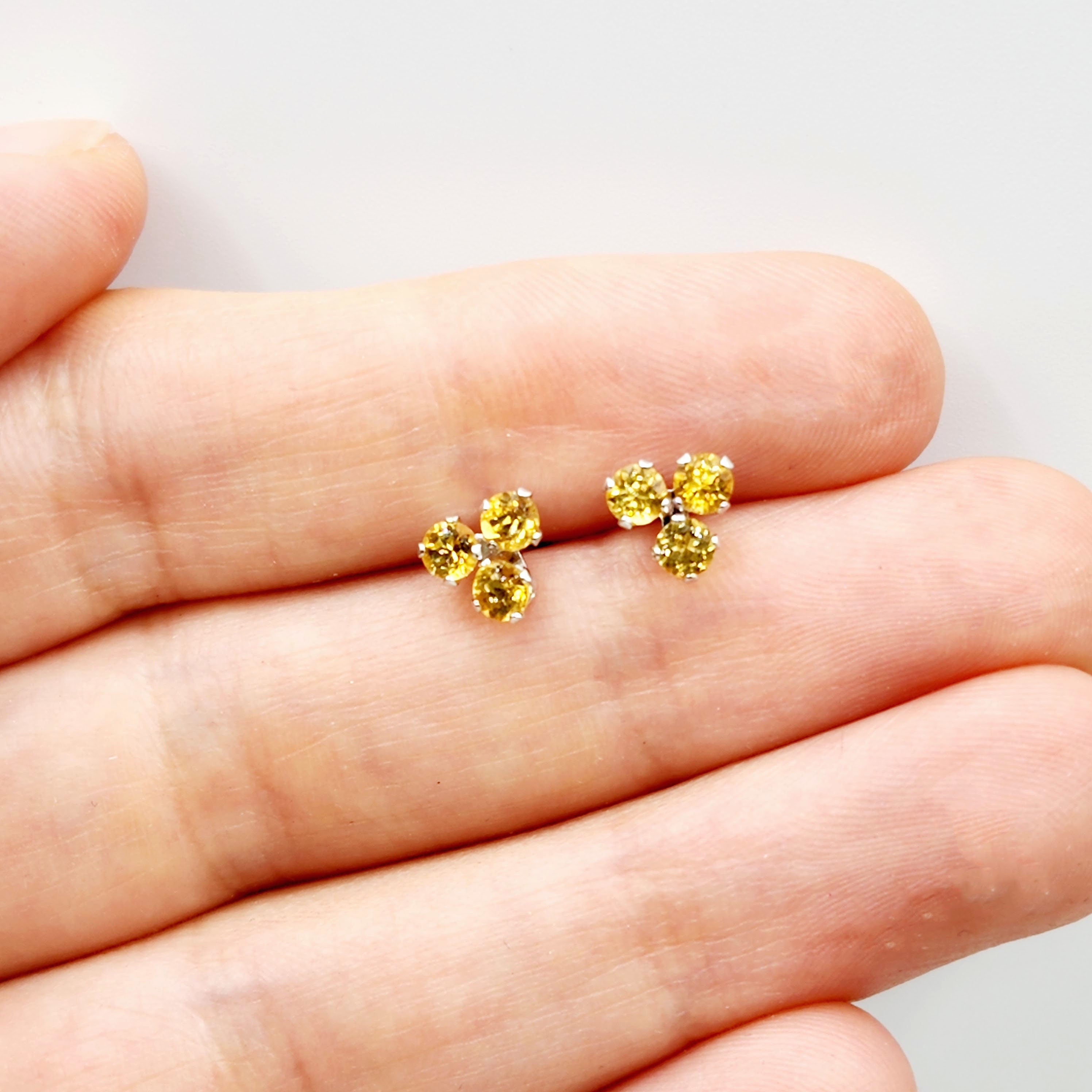 Gold Citrine Stud Earrings, 14K White Gold Genuine Citrine Earrings, November Birthstone, Birthday Gift, Bridal Jewelry