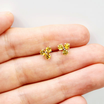 Gold Citrine Stud Earrings, 14K White Gold Genuine Citrine Earrings, November Birthstone, Birthday Gift, Bridal Jewelry