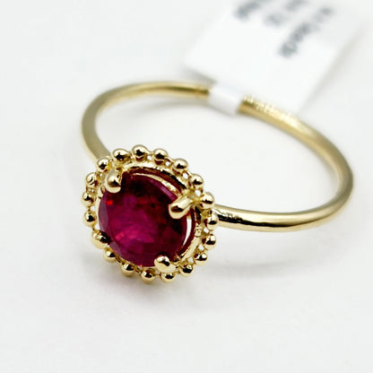 Gold Gemstone Rings For Women, 10K Yellow Gold Ring Set With Round 6x6mm Genuine Gemstones, Statement Ring For Her, Birthstone Ring