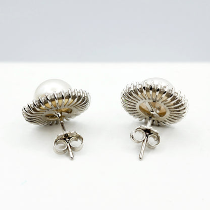 Sterling Silver Genuine Freshwater Pearl Stud Earrings, Big Pearl 8mm Earrings, June Birthstone, Natural Pearl Jewelry