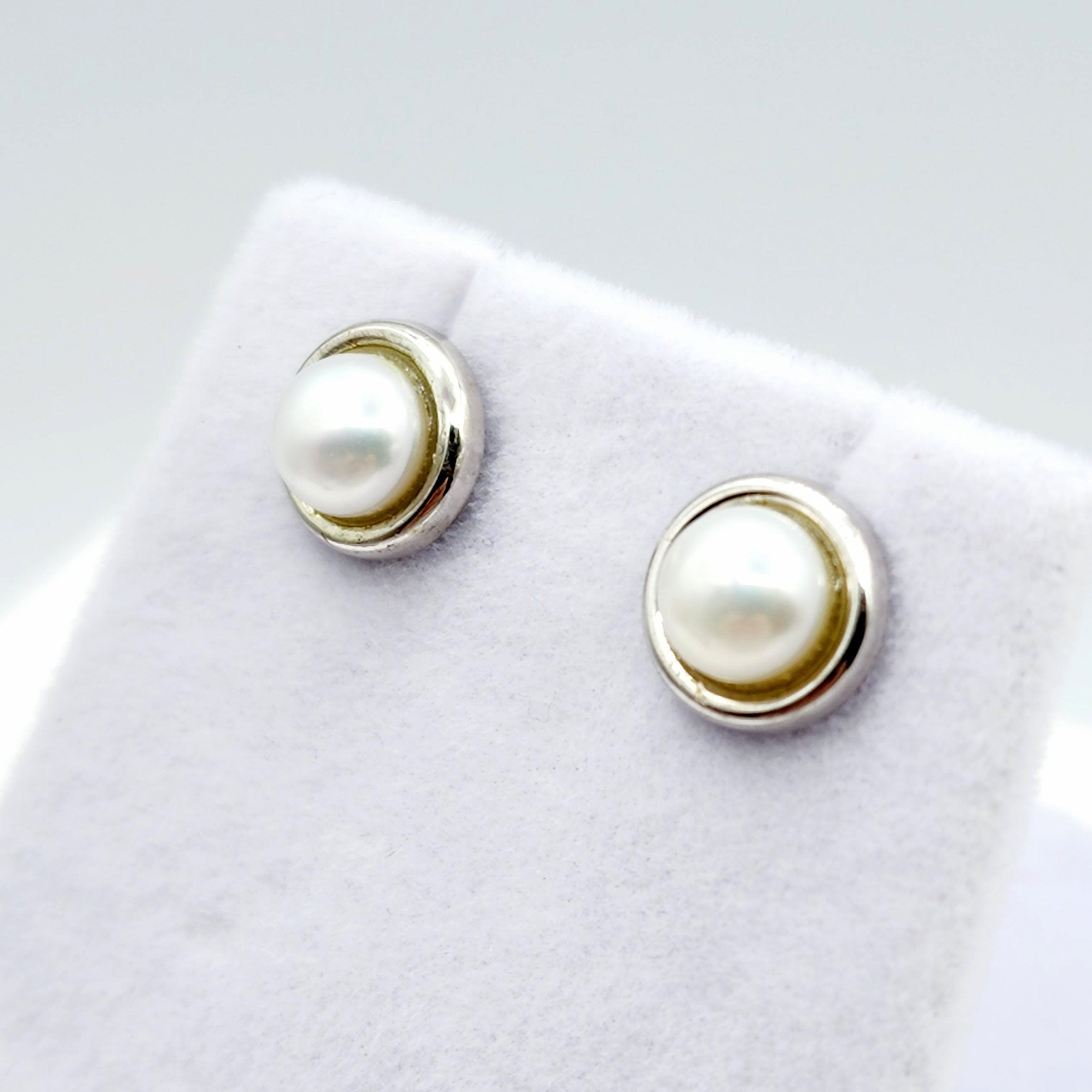 Sterling Silver Genuine Freshwater Pearl Stud Earrings, Big Pearl Earrings For Her, June Birthstone, Natural Pearl Jewelry
