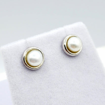Sterling Silver Genuine Freshwater Pearl Stud Earrings, Big Pearl Earrings For Her, June Birthstone, Natural Pearl Jewelry