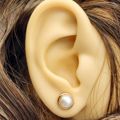 Rose Gold Plated Sterling Silver Genuine Freshwater Pearl 5.5mm Stud Earrings, Genuine Pearl Earrings , June Birthstone, Bridal Jewelry