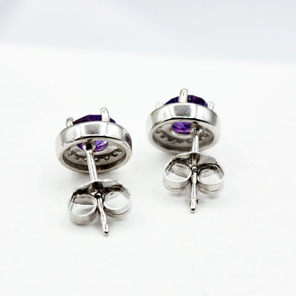 925 Sterling Silver with Natural Gemstones Stud Earrings, Silver Genuine Gemstone 5x5mm Matching Birthstone Earrings and Necklace For Women