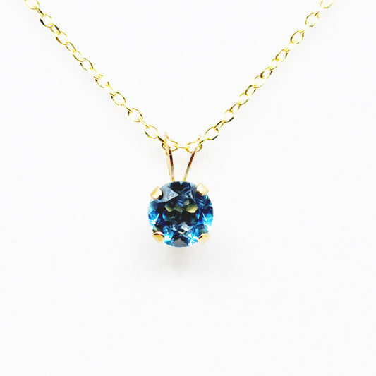 Gold Blue Topaz Pendant Necklace, 10K Yellow Gold Blue Topaz 6x6mm Pendant For Women, December Birthstone, Blue Gemstone, Gift for Her