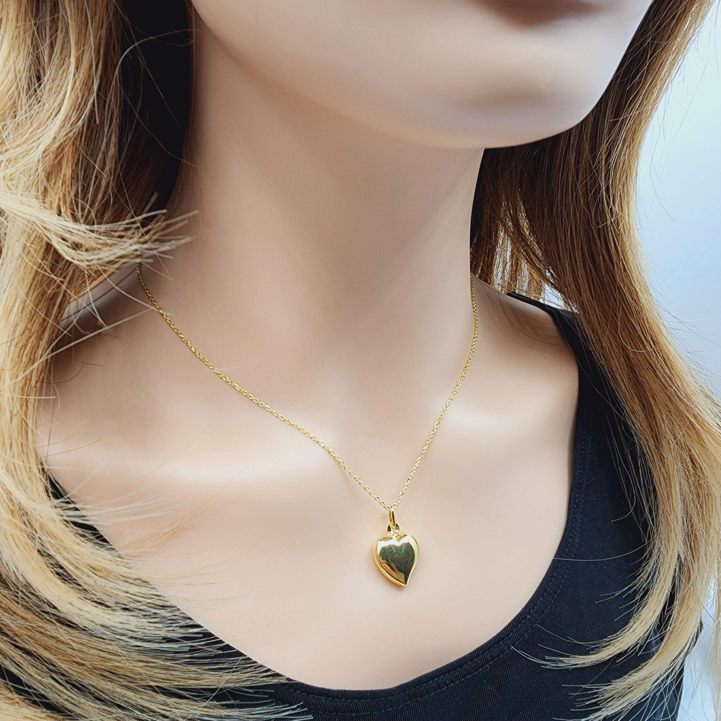 Gold Heart Necklace Pendant, Dainty Heart Gold Pendant Necklace for Women, 10k Yellow Gold Minimalist Jewelry Heart Shaped Necklace for Girl