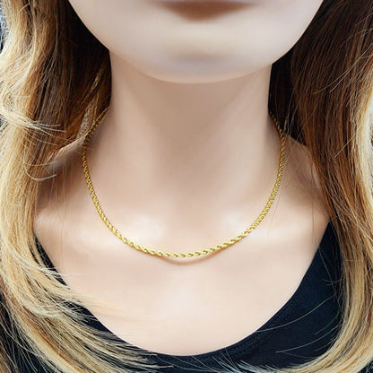 10K Gold Twisted Rope Chain, Handmade Unisex Dainty Gold Rope 2.6mm Necklace, Durable Minimalist Rope Chain Necklace For Men and Women