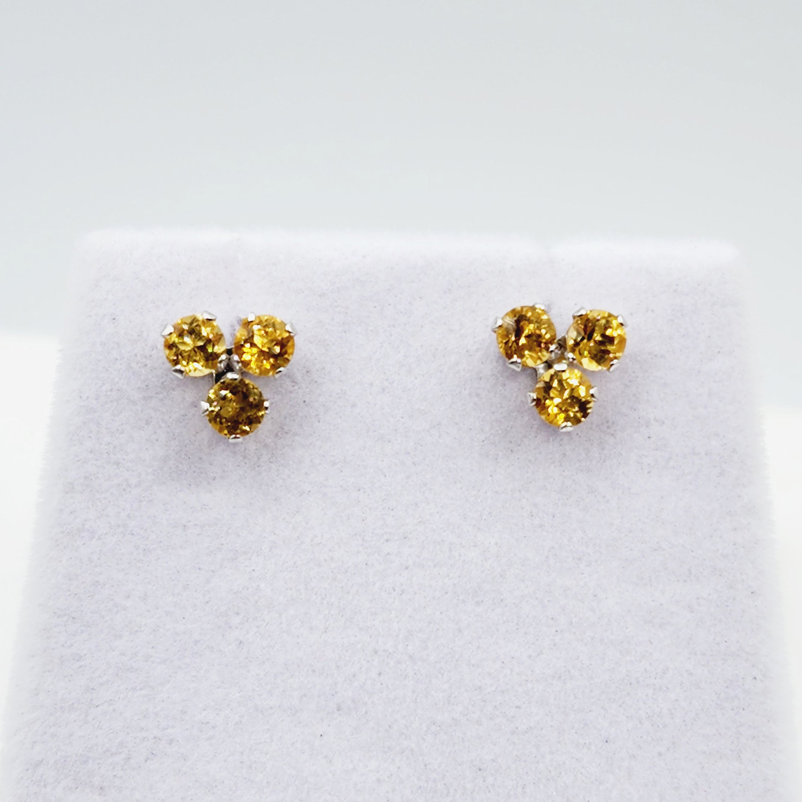 Gold Citrine Stud Earrings, 14K White Gold Genuine Citrine Earrings, November Birthstone, Birthday Gift, Bridal Jewelry