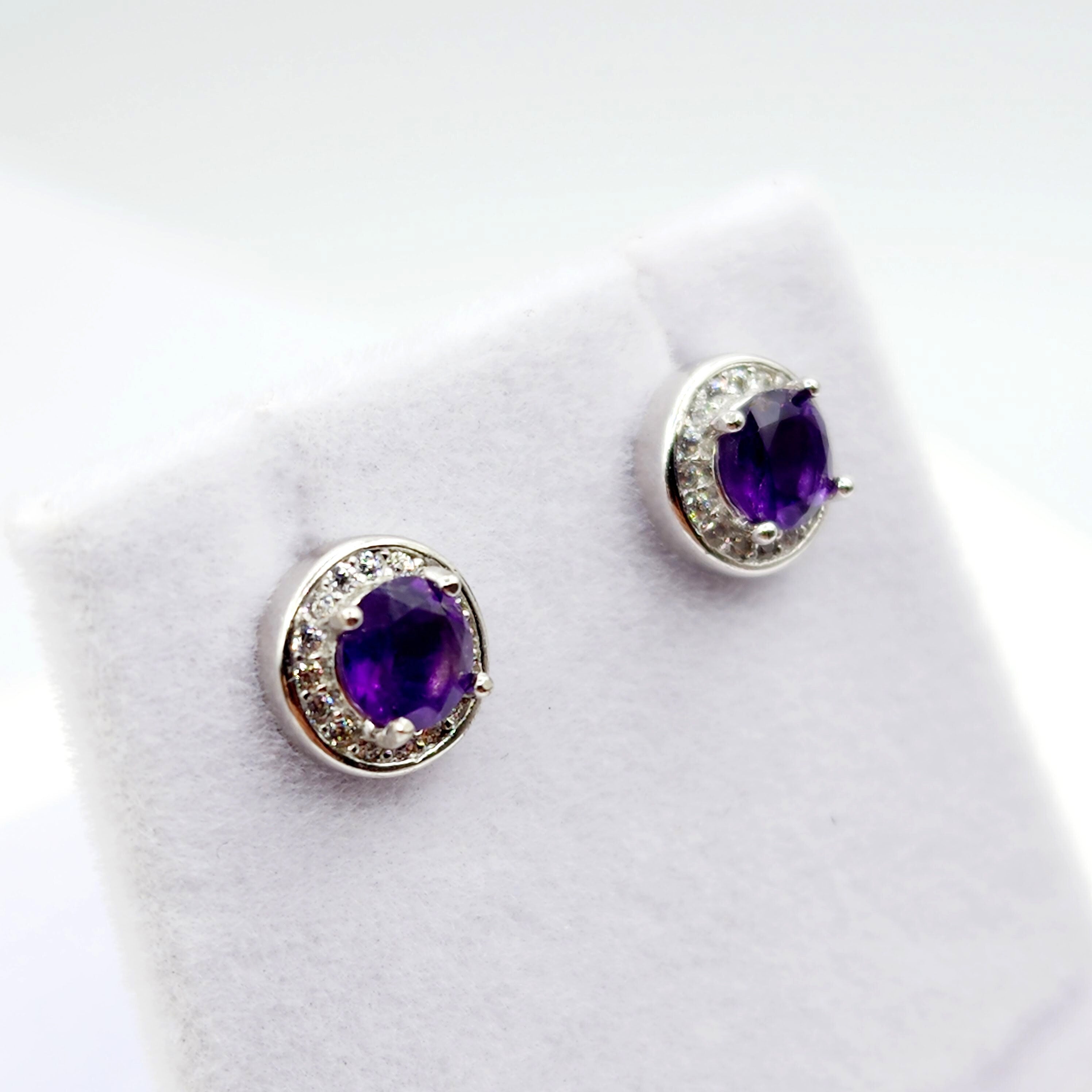 925 Sterling Silver with Natural Gemstones Stud Earrings, Silver Genuine Gemstone 5x5mm Matching Birthstone Earrings and Necklace For Women